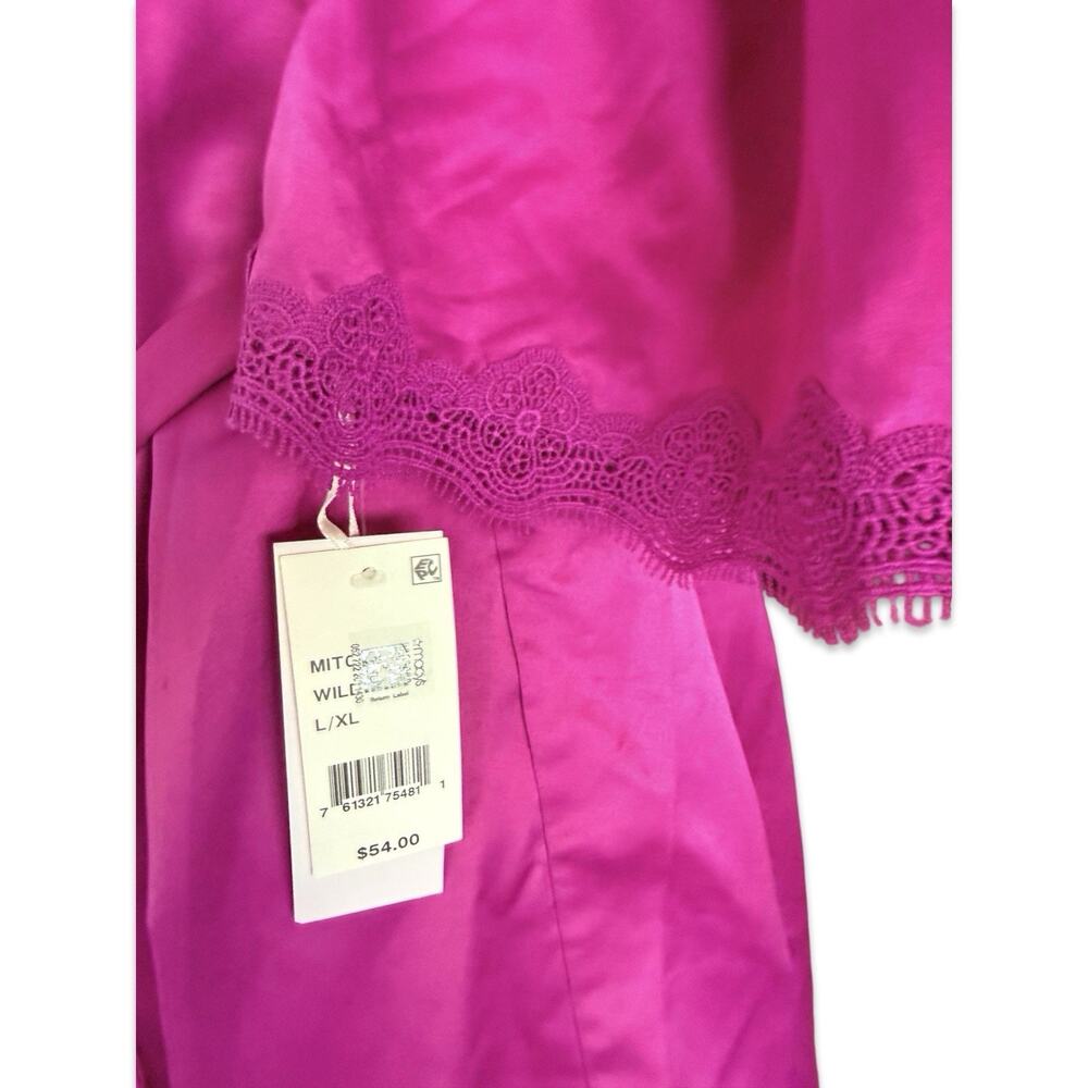 NWT Linea Donatella 3pc Satin Cami Shorts Robe Set Wild Berry Sz L - Picture 7 of 11